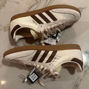 Adidas White and Brown Sneakers Classic Design